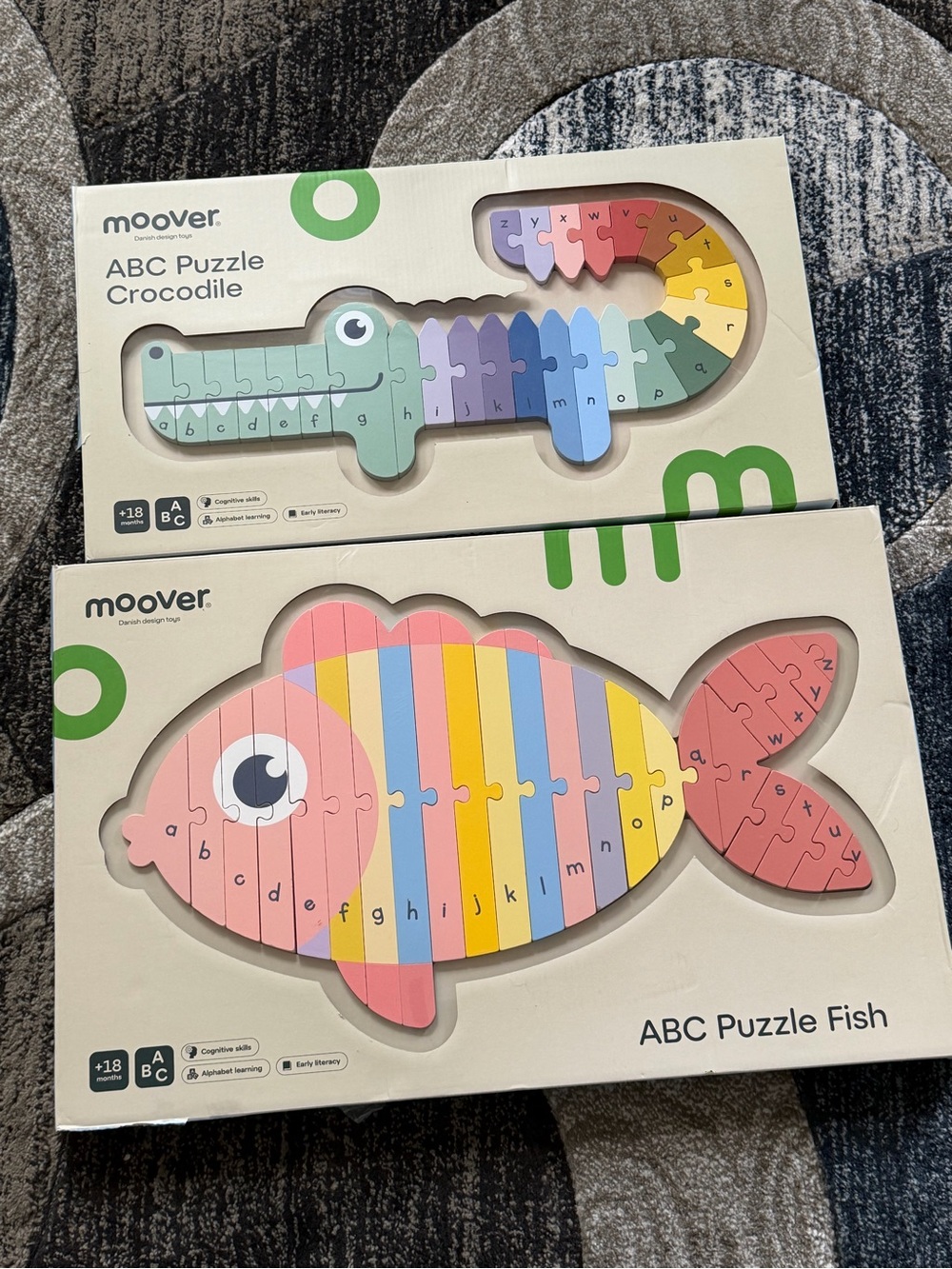 Moover ABC Multicolor Educational Wooden Fish and Crocodile Puzzle